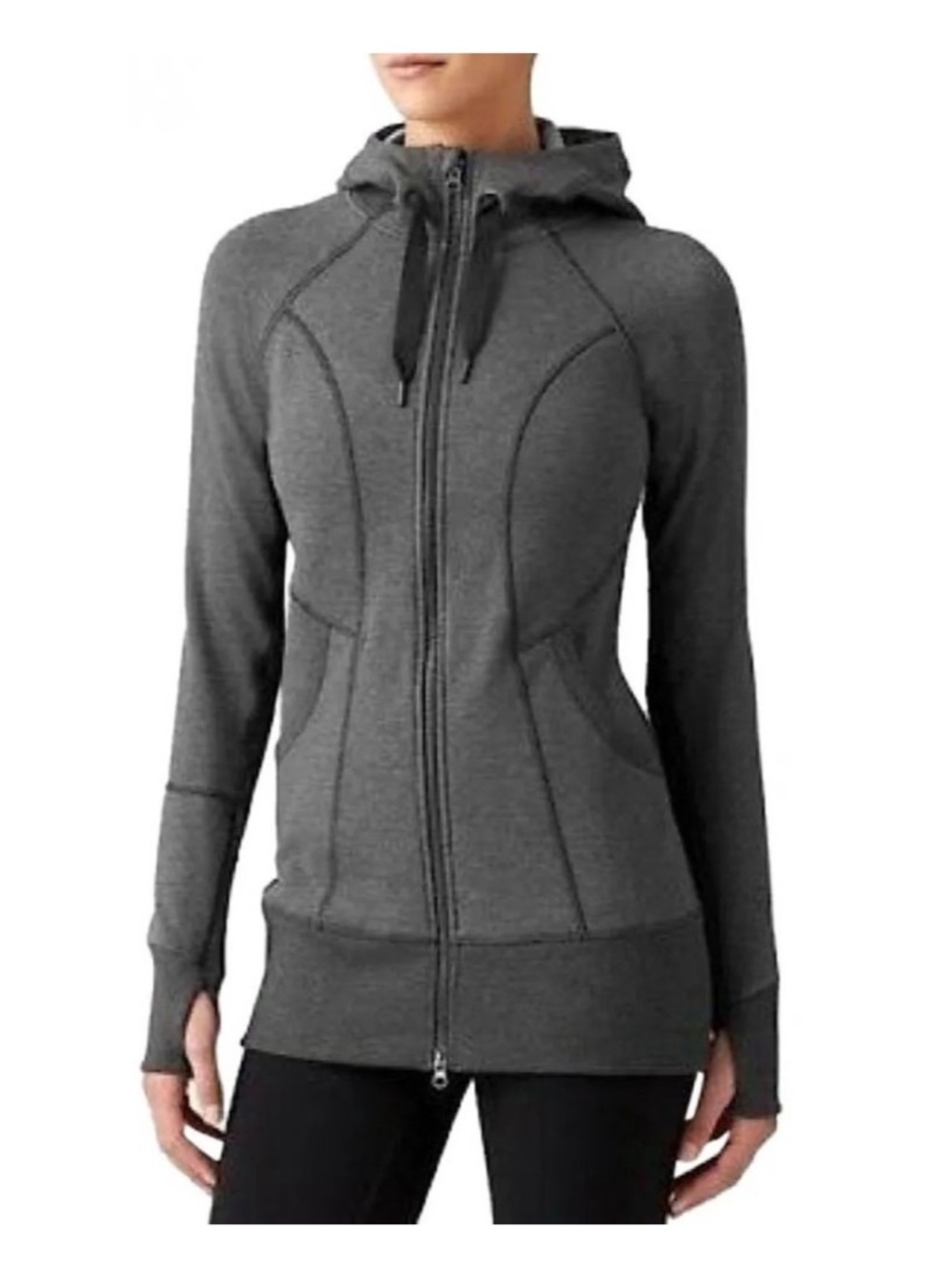 Athleta Charcoal Gray Full-Zip CYA Strength Hooded Jacket Size Small